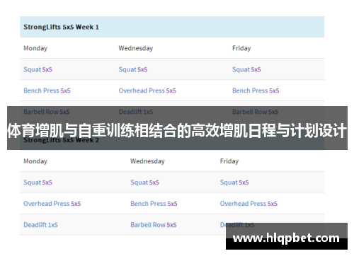 体育增肌与自重训练相结合的高效增肌日程与计划设计
