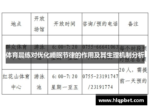 体育晨练对优化睡眠节律的作用及其生理机制分析